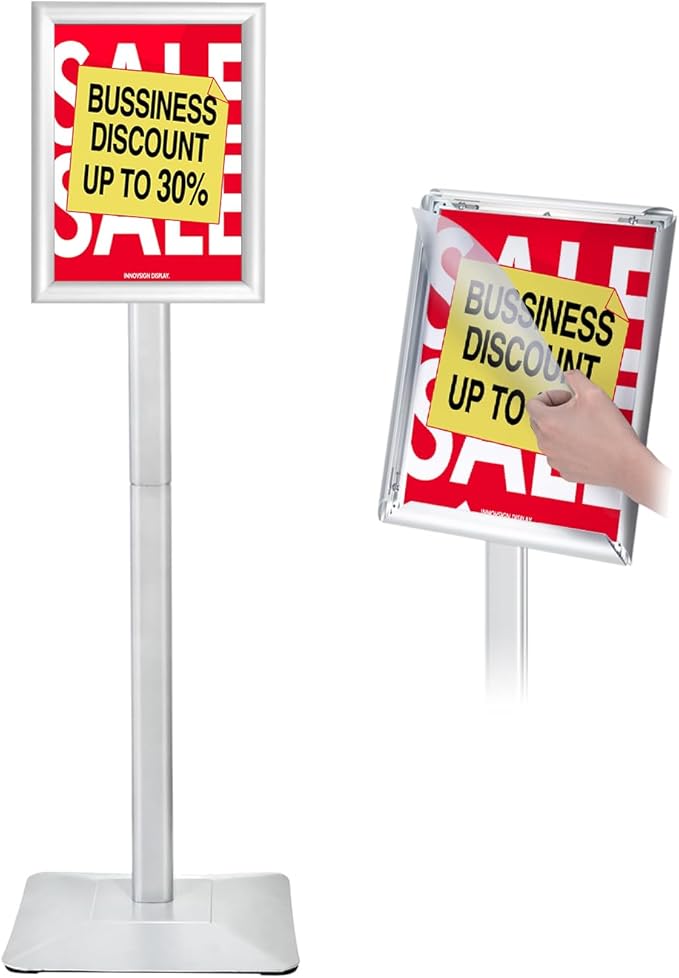 INNOVSIGN Heavy Duty Adjustable Pedestal Poster Sign Stand, 8.5x11 Aluminum by INNOVSIGN