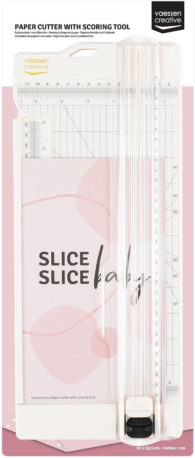 Vaessen Creative Trimmer + Scoring Board 4.5" for Scrapbooking, Cardmaking and Other Paper Crafts, White, 11,4 x 30,5 cm