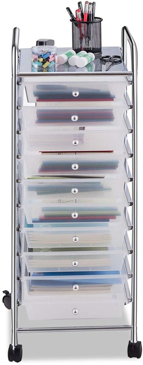 Giantex 10 Drawer Rolling Storage Cart Scrapbook Paper Office School Organizer - Image 9