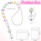 Teacher Lanyard with ID Holder Cute Flower Wooden Beaded Lanyards - Image 2