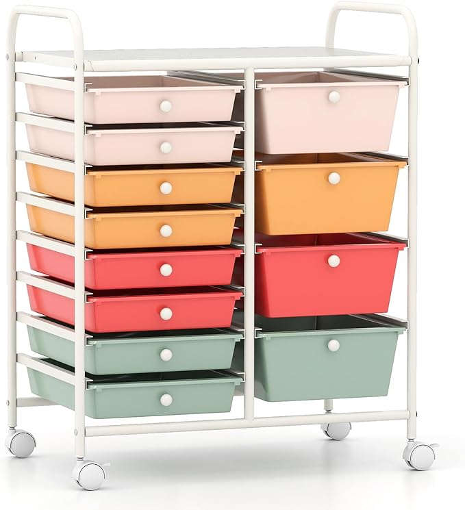 LDAILY 12 Drawer Rolling Storage Cart, Rolling Cart by LDAILY