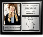 EtchCraft Custom Modern LDS Missionary Plaque 8x10 | Metal Photo Mission Plaque, Personalized with Name, Scripture & Dates, Sleek Black Finish