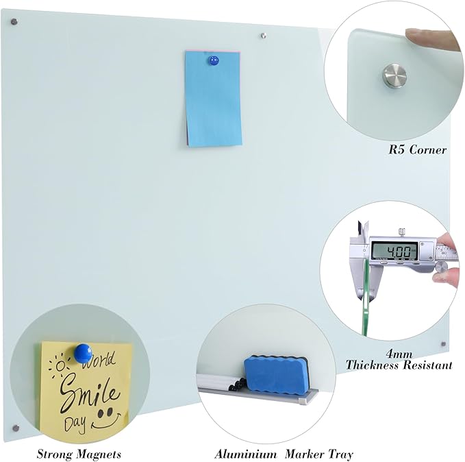 JYYPWB Magnetic Large Glass Board 72"x 48" Dry Erase Writing Board Premium - Image 2