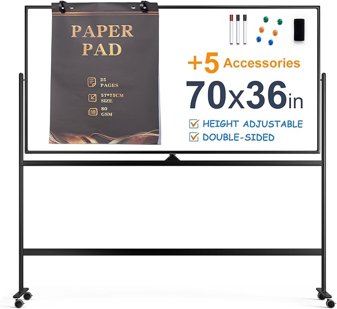 Large Dry-Erase Rolling Magnetic Whiteboard by TSJOFFICE