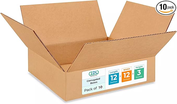 IDL Packaging - B-12123-10 12"L x 12"W x 3"H Medium Cardboard Box by IDLPackaging