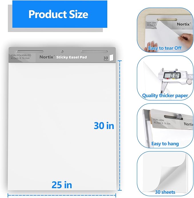 Nortix Flip Chart Paper, Sticky Easel Pads, Chart Paper - Image 4