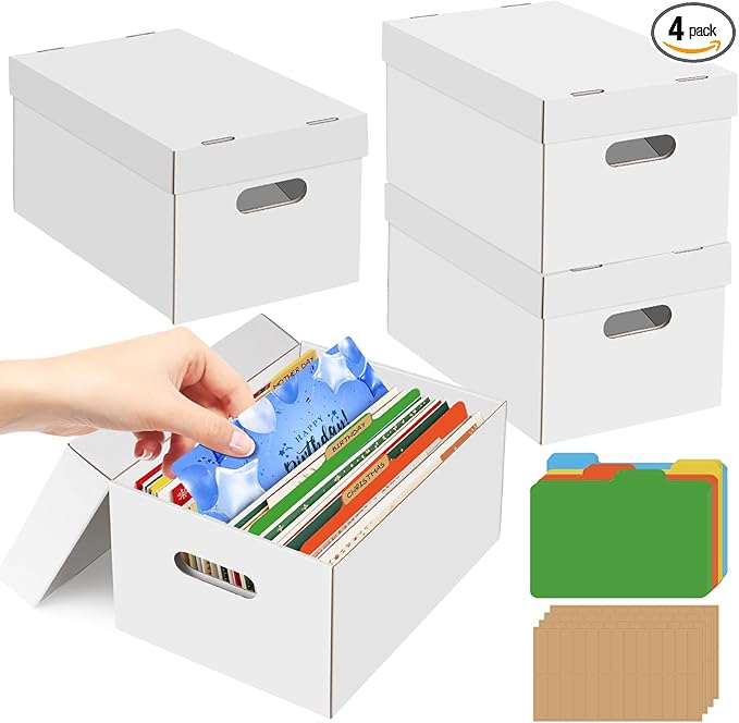 4Pack Greeting Card Storage Box, Greeting Card Organizer Box by HIMOMO