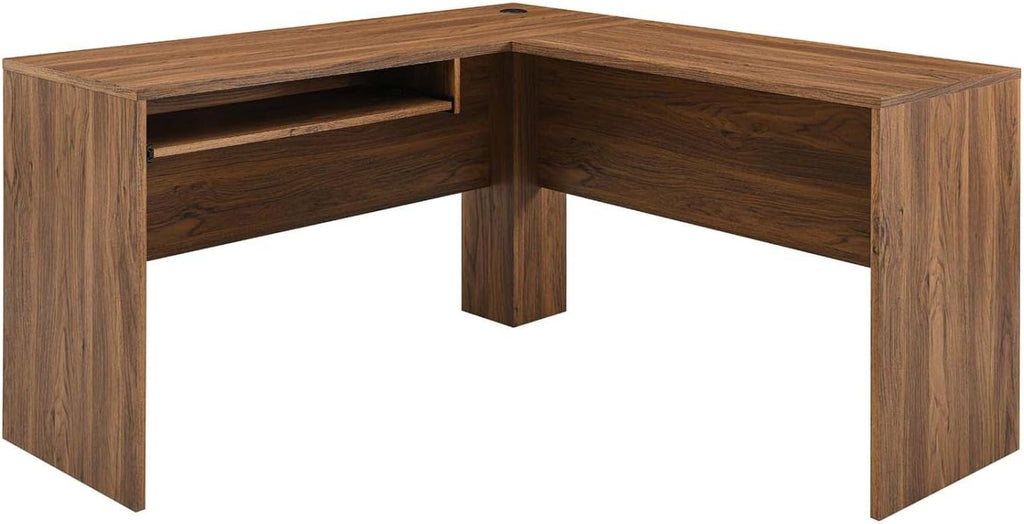 Modway Envision Mid-Century Modern, Desk and File Cabinet Set, Walnut White