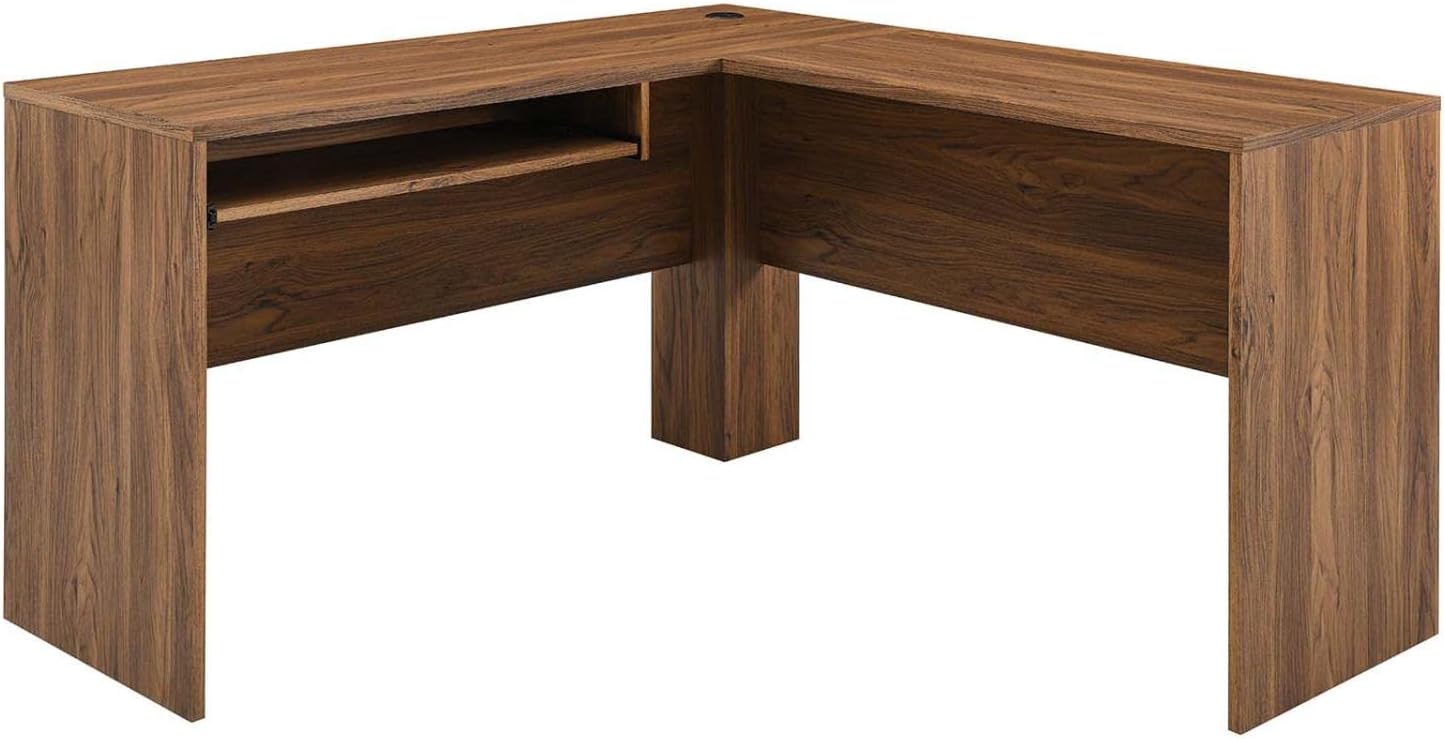 Modway Envision Mid-Century Modern, Desk and File Cabinet Set, Walnut White
