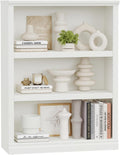 blini 3-Shelf Bookcase White Wooden Bookshelves 33in Wide Floor Standing
