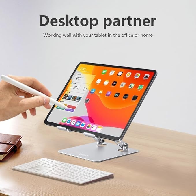 Aoviho Tablet Stand Holder for Desk, Adjustable Desktop Tablet Holder, Foldable - Image 2