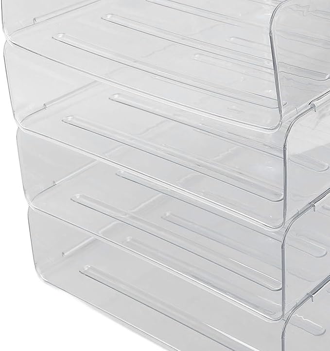 Jeanoko Desk Letter Tray Set Transparent Stackable Organizer - Image 9