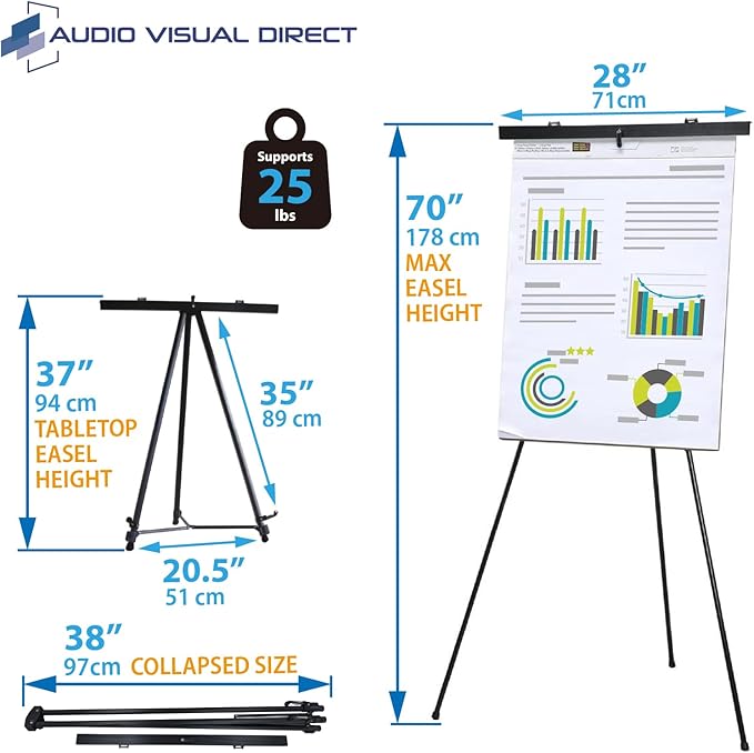 Pack of 10-Lightweight Aluminum Flip-Chart Presentation Easel - Image 3