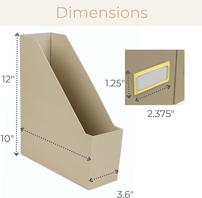 BLU MONACO | Set of 6 Foldable Taupe Magazine File Holders - Image 7
