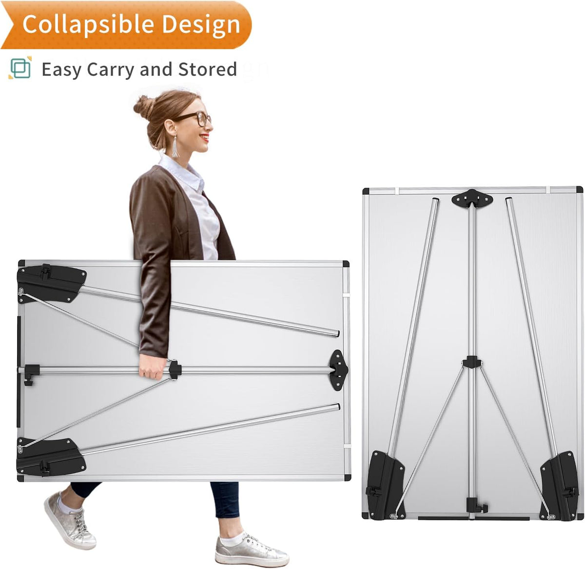 VIZ-PRO Magnetic Easel Whiteboard, 36 x 24 Inches, Height Adjustable Stand