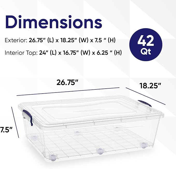 Superio Storage Bins with Lids, Stackable Totes, BPA Free, Odor Free, Organizer - Image 2