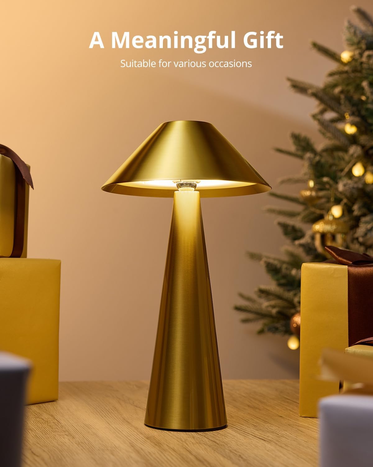Bojim Rechargeable Cordless Table Lamp, Gold LED Battery Operated Wireless Ta...