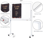 Mobile Clear Glass Whiteboard, 48 x 32 Inches Standing White Board on Wheels - Image 6