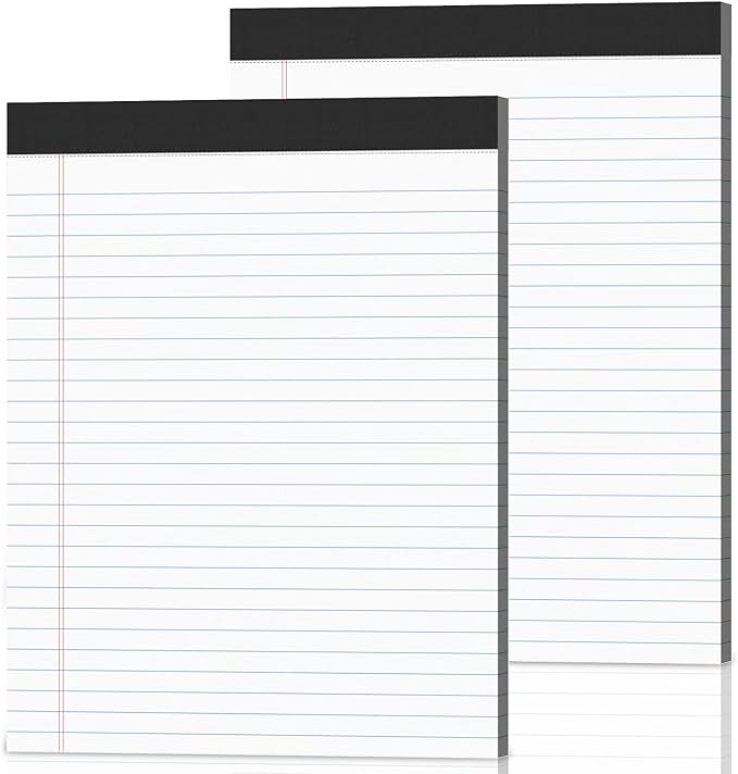 2-Pack Legal Pads 8.5"x11" Wide Ruled Note Pads by Nichela
