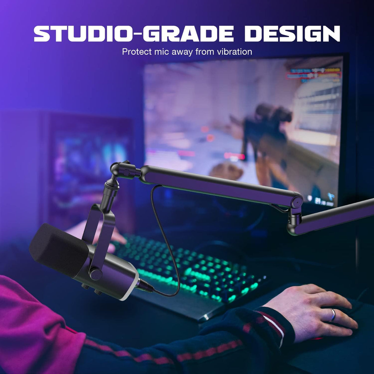 FIFINE BM88 Low Profile Microphone Boom Arm Stand for Gaming Streaming