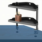 Yuxh Clamp On Desk Corner Shelf 2 Tier Cilp Under Table Corner Organizer