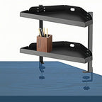 Yuxh Clamp On Desk Corner Shelf 2 Tier Cilp Under Table Corner Organizer by Yuxh