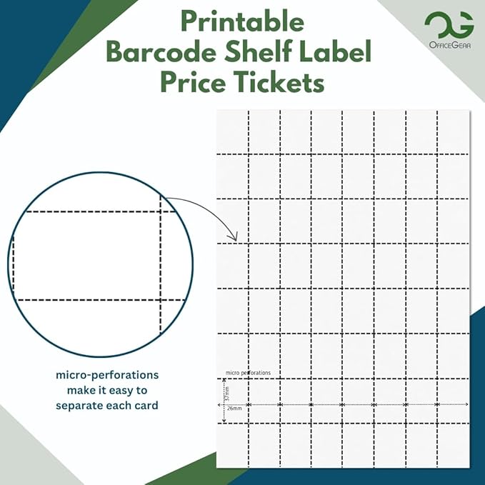 OfficeGear Shelf Edge Barcode Price Ticket Labels 64-up 37x26mm Custom - Image 2