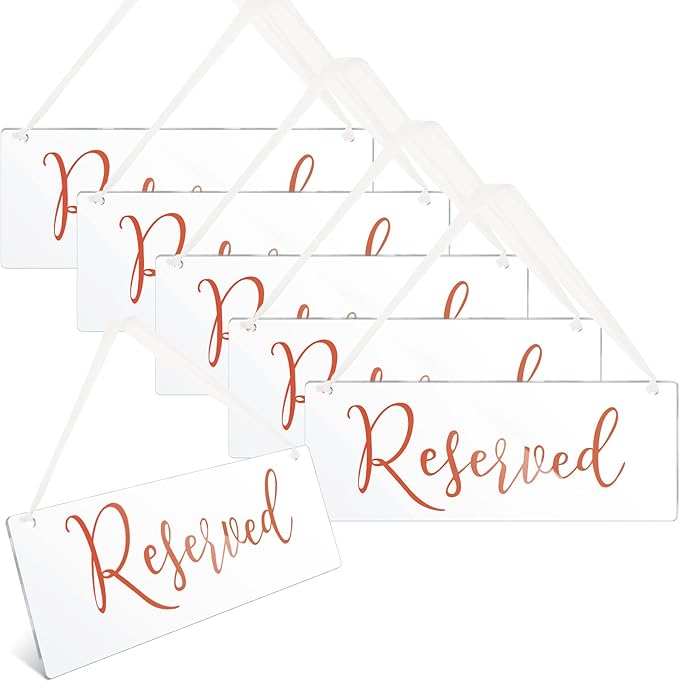 Blulu 6 Pcs Reserved Signs for Wedding Chairs Acrylic Tag Hanging by Blulu