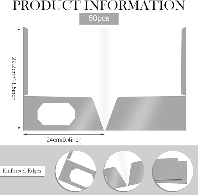 Jutom 50 Pcs 2 Pocket Glossy Paper Folders Glossy Paper Laminated Portfolios - Image 2