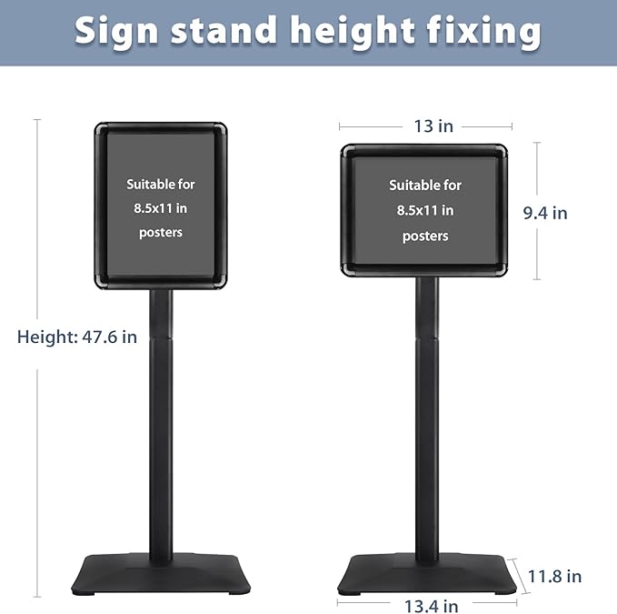 Sign Holder Stand, Heavy-Duty 8.5x11 Inch Aluminum Floor Stand - Image 5