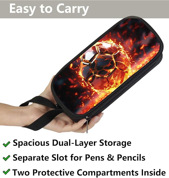 AnySmic Soccer Pencil Case for Boys Girls, Primary Elementary School Large - Image 3