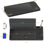 selead desktop glass whiteboard with wireless charger and on a desk or shelf
