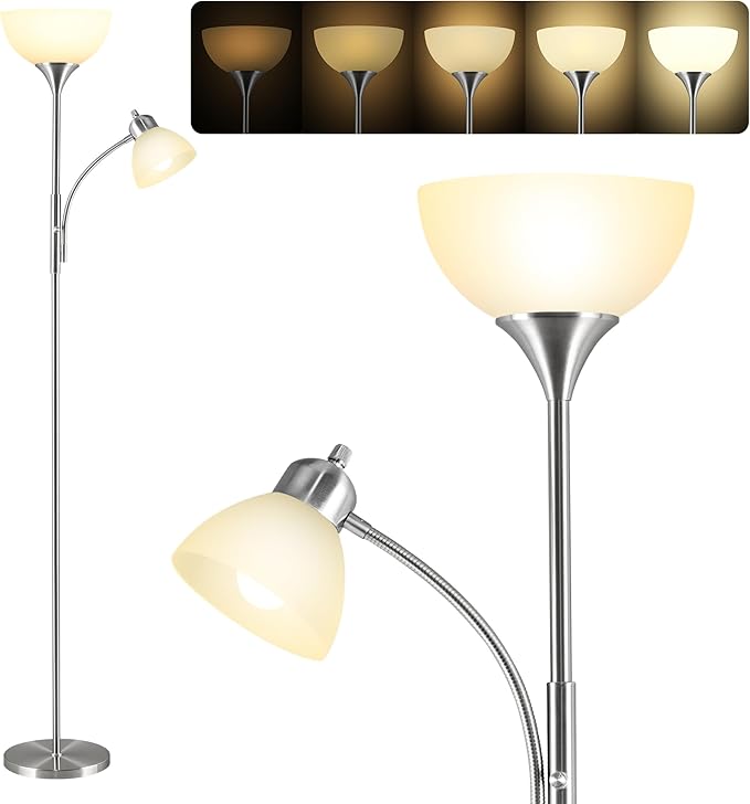 RISLG Floor Lamp, Dimmable Standing lamp, Stepless Dimming Brightness, Included by Rislg