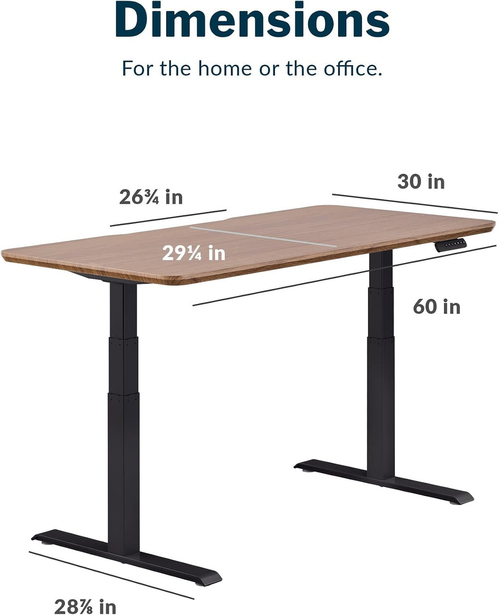 Vari Classic Electric Standing Desk – 60x30 – Walnut/Black