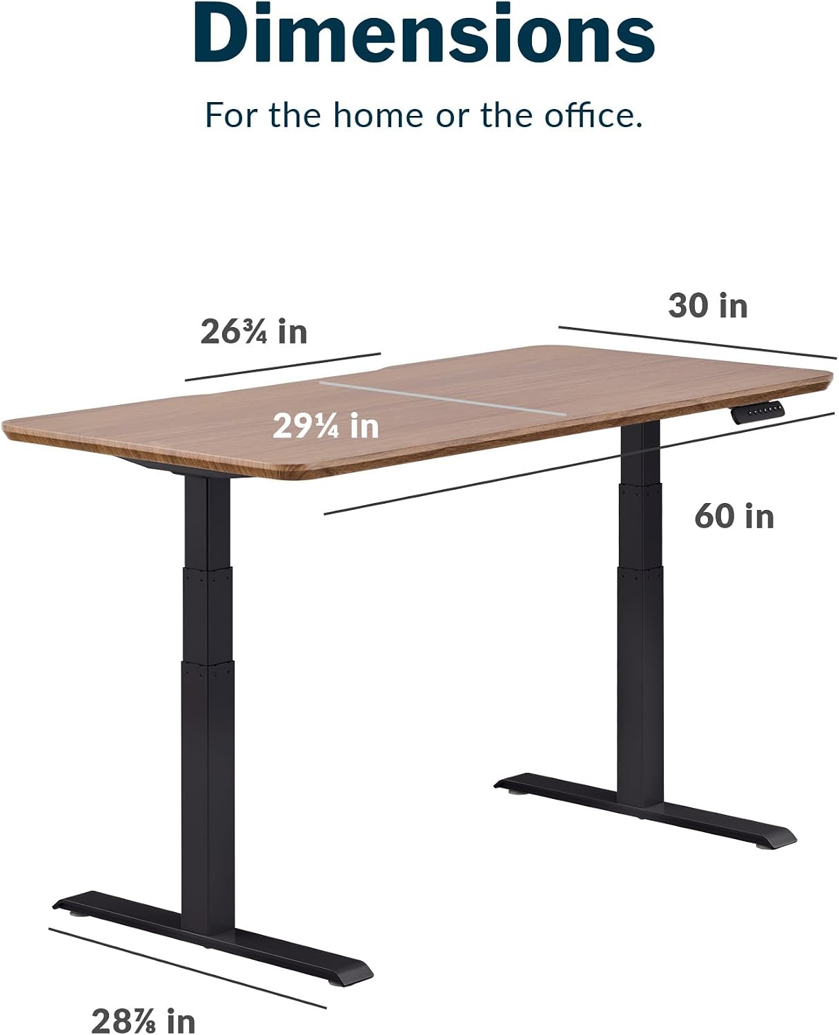 Vari Classic Electric Standing Desk – 60x30 – Walnut/Black