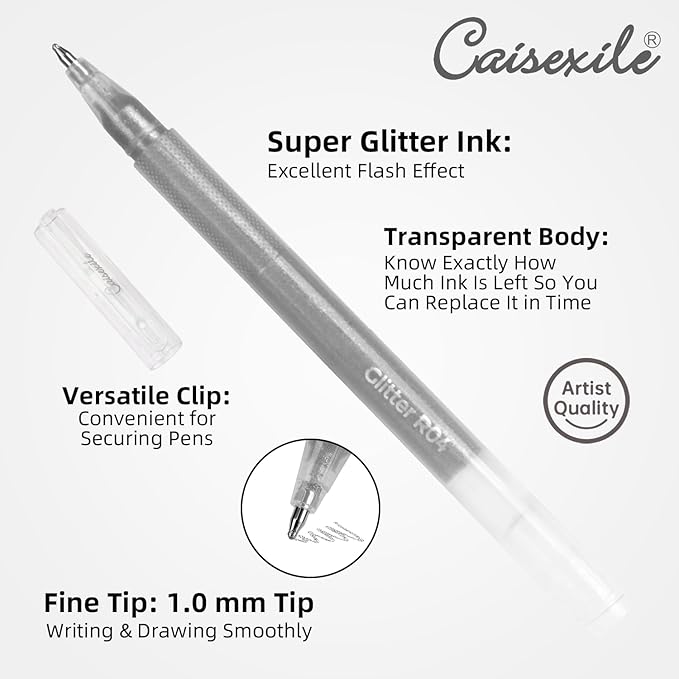 CAISEXILE 8 Neutral Palette Glitter Gel Pens Set, 1.0 mm Fine Point - Image 3