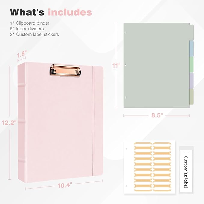 Ospelelf 3 Ring Binder with Clipboard 2 Inch Leather Binder - Image 3