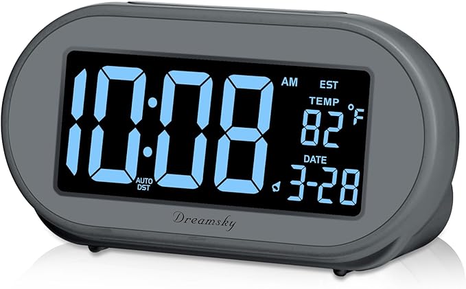 DreamSky Alarm Clocks for Bedrooms, Auto Set Digital Desk Clock for Bedside by DreamSky