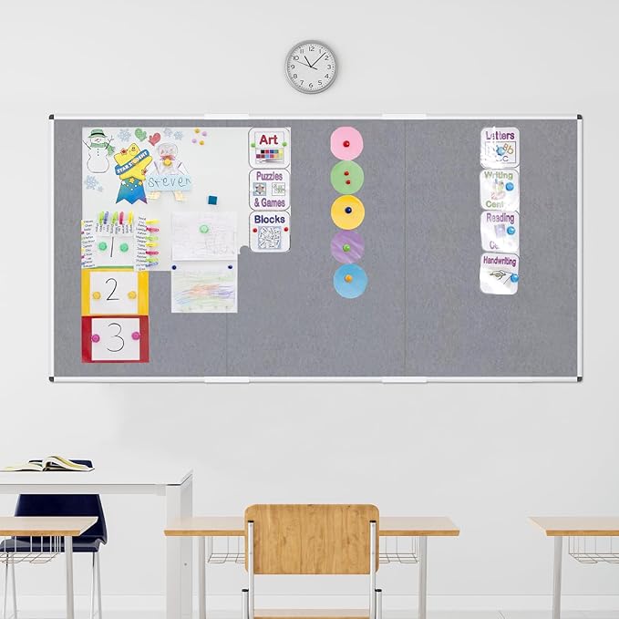 VIZ-PRO Large Fabric Bulletin Board/Foldable Notice Board Felt Gray, 96 X 48 - Image 6