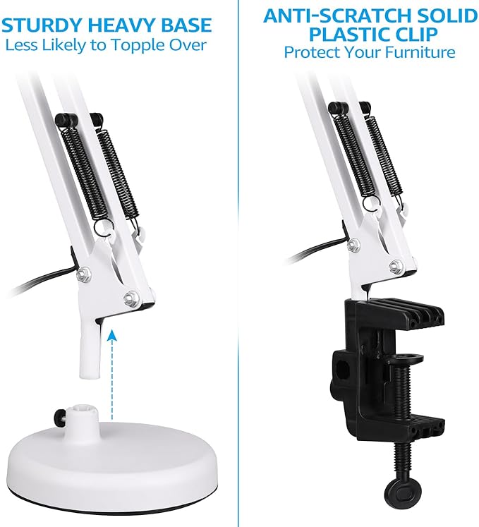 TORCHSTAR Metal Desk Lamp with Clamp, Swing Arm, Architect Adjustable Gooseneck - Image 2