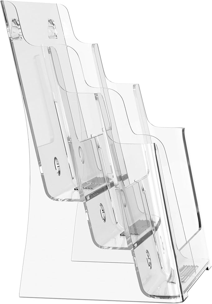 zavekia 2 Pack 3 Tier Acrylic Brochure Holder 8.5 x 11 inch, Magazine Holder - Image 2