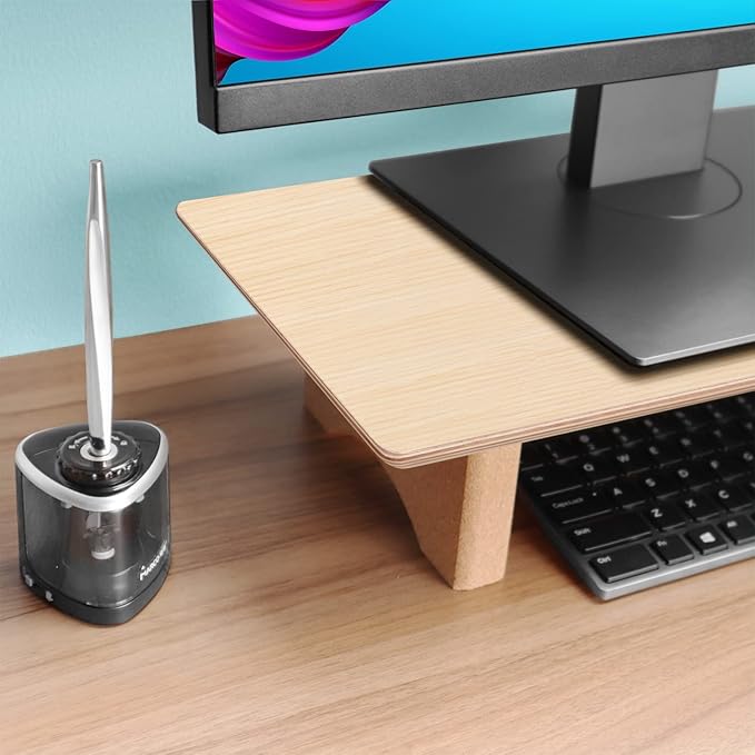 Aothia Large Dual Monitor Stand Riser, Solid Wood Desk Shelf - Image 2
