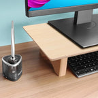 Aothia Large Dual Monitor Stand Riser, Solid Wood Desk Shelf - Image 2
