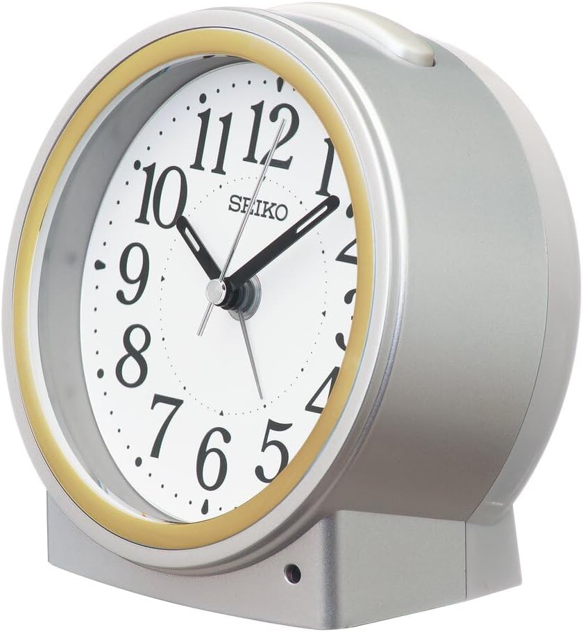 seiko clock kr518s alarm clock, automatic lighting, analog, side view