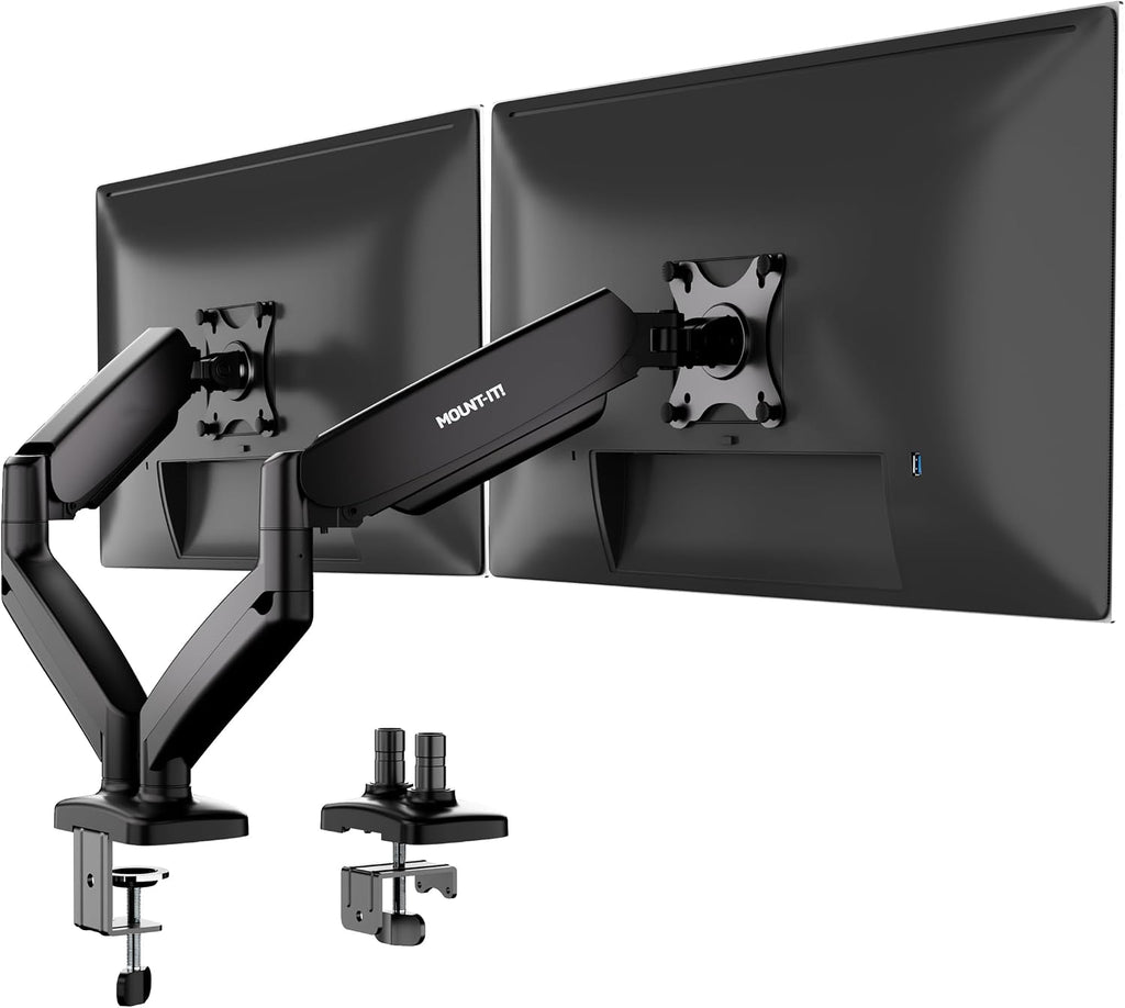 mount-it! dual monitor desk mount, 13-32", 17.6 lbs, main product view