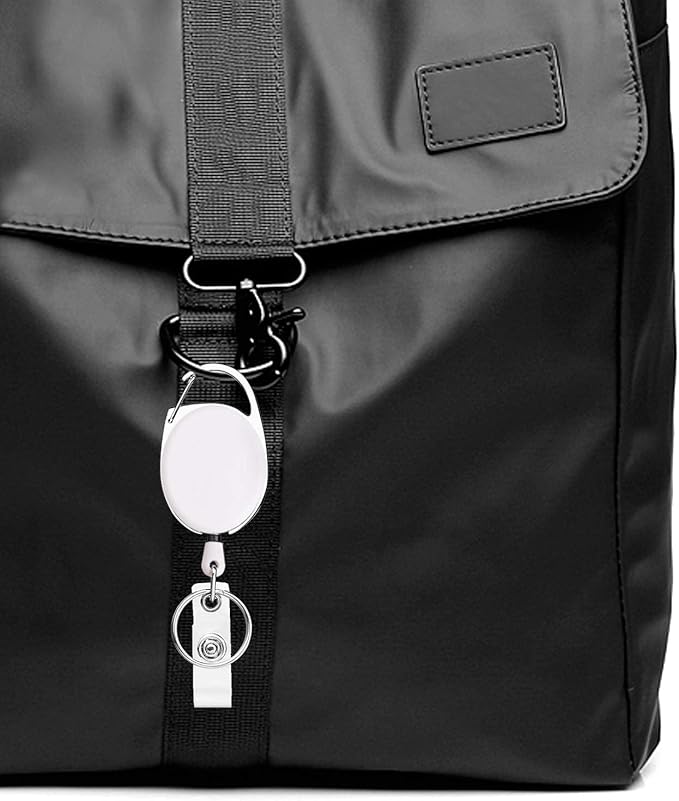 Retractable Badge Holder with Carabiner Reel Clip and Key Ring - Image 7