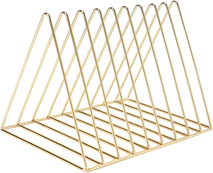 Sooyee 9 Slot Gold Magazine Holder, Desktop File Sorter Organizer Triangle - Image 5