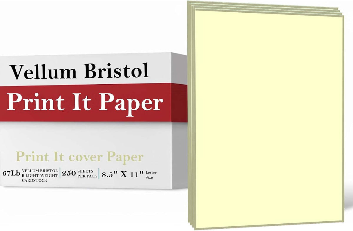 Print It - Vellum Bristol Colored Cardstock Cover Paper, 67 Lb, 8.5" X 11”