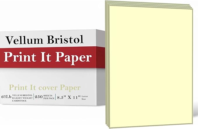 Print It - Vellum Bristol Colored Cardstock Cover Paper, 67 Lb, 8.5" X 11” by Unknown