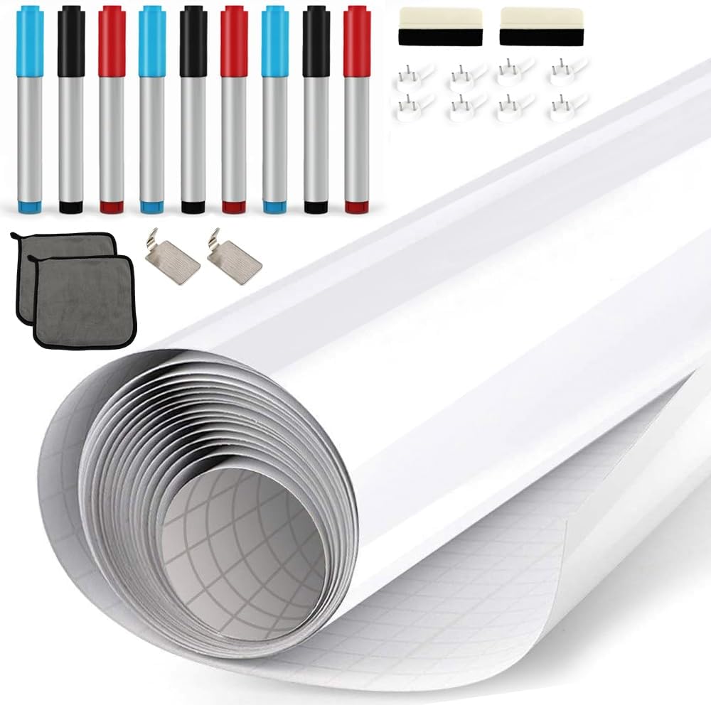 AFMAT Whiteboard for Wall, 8 x 4 ft White Board Sticker, 96 x 48 inches Dry E...